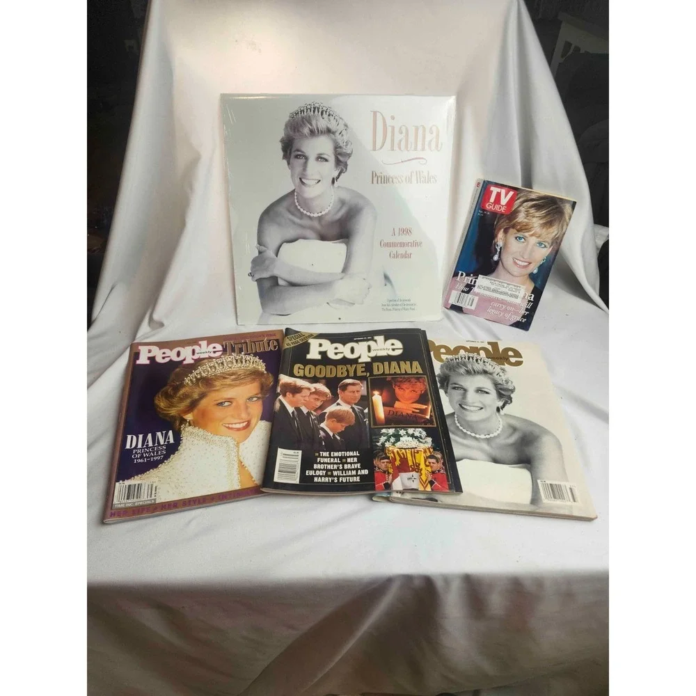 Vintage 1997 Princess Diana People Magazine Lot & 1998 Sealed Calendar Tribute